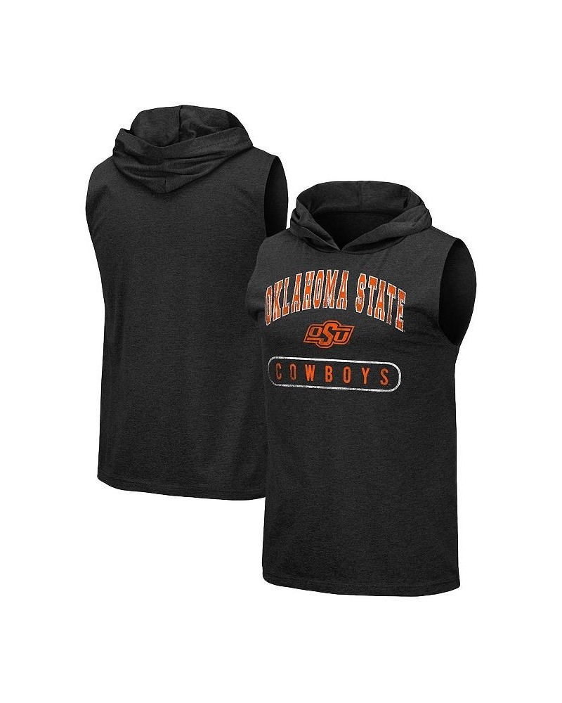 Men's Heathered Black Oklahoma State Cowboys Varsity Hoodie Tank Top $16.00 T-Shirts