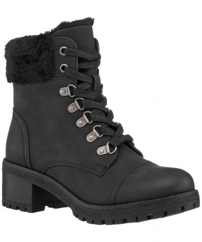 Women's Joan Lace-Up Boots Black $54.60 Shoes