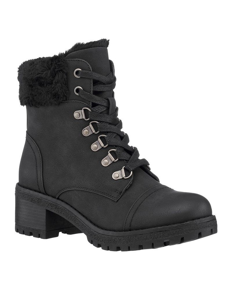 Women's Joan Lace-Up Boots Black $54.60 Shoes