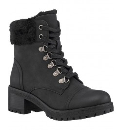 Women's Joan Lace-Up Boots Black $54.60 Shoes