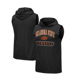 Men's Heathered Black Oklahoma State Cowboys Varsity Hoodie Tank Top $16.00 T-Shirts