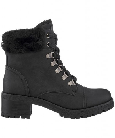 Women's Joan Lace-Up Boots Black $54.60 Shoes