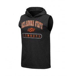 Men's Heathered Black Oklahoma State Cowboys Varsity Hoodie Tank Top $16.00 T-Shirts