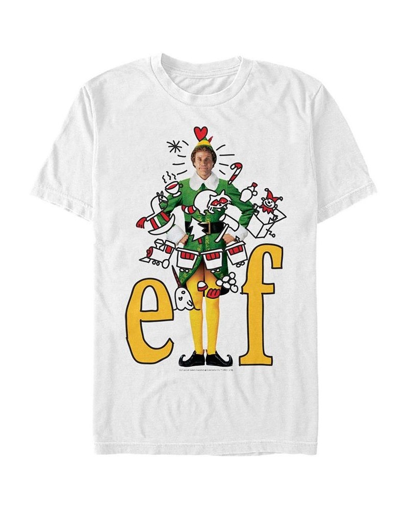 Men's Elf Doodles Short Sleeve T-shirt White $15.75 T-Shirts