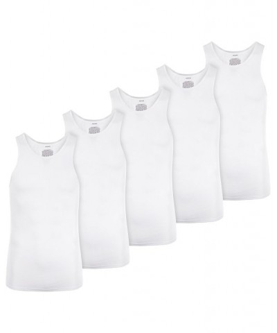 Men's 5-Pk. Moisture-Wicking Solid Tanks White $11.00 Undershirt