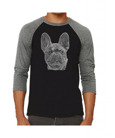 Men's Raglan Word Art T-shirt - French Bulldog Gray $21.15 T-Shirts