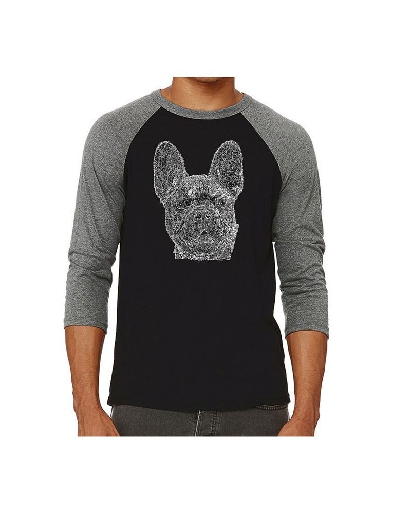 Men's Raglan Word Art T-shirt - French Bulldog Gray $21.15 T-Shirts