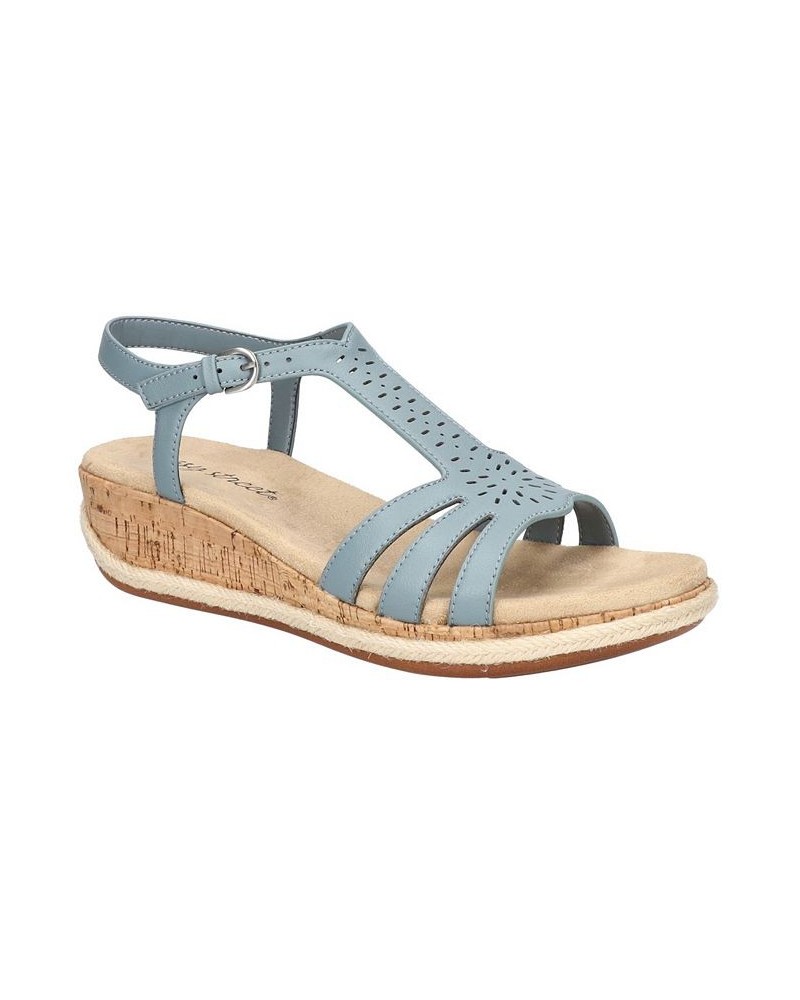 Women's Dorinda Wedge Sandals Blue $32.90 Shoes