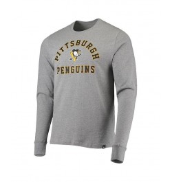 Men's Heathered Gray Pittsburgh Penguins Varsity Arch Super Rival Long Sleeve T-shirt $23.52 T-Shirts