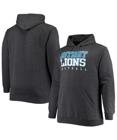 Men's Big and Tall Heathered Charcoal Detroit Lions Practice Pullover Hoodie $26.04 Sweatshirt