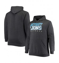 Men's Big and Tall Heathered Charcoal Detroit Lions Practice Pullover Hoodie $26.04 Sweatshirt