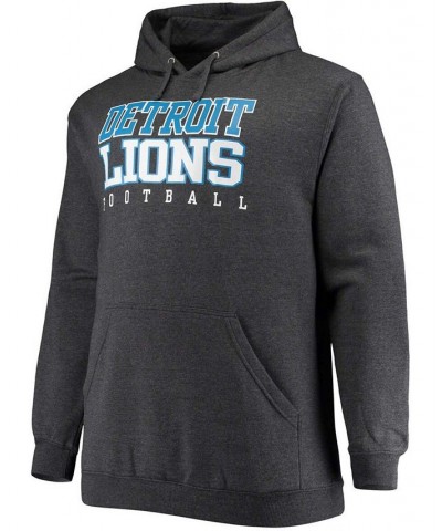 Men's Big and Tall Heathered Charcoal Detroit Lions Practice Pullover Hoodie $26.04 Sweatshirt