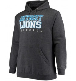 Men's Big and Tall Heathered Charcoal Detroit Lions Practice Pullover Hoodie $26.04 Sweatshirt