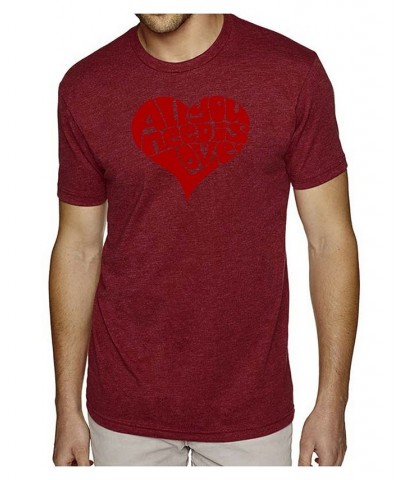 Men's Premium Word Art All You Need Is Love T-shirt Red $24.29 T-Shirts