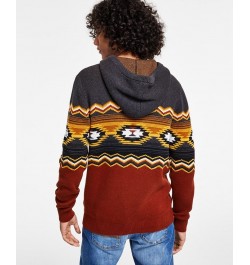 Men's Jacquard Hooded Sweater Gray $17.81 Sweaters