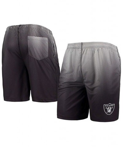 Men's Black and Silver Las Vegas Raiders Pixel Gradient Training Shorts $17.60 Shorts