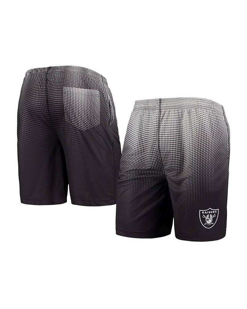 Men's Black and Silver Las Vegas Raiders Pixel Gradient Training Shorts $17.60 Shorts