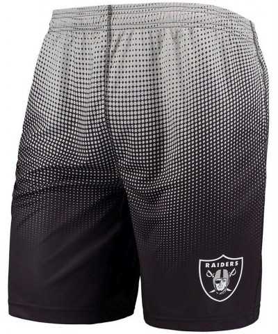 Men's Black and Silver Las Vegas Raiders Pixel Gradient Training Shorts $17.60 Shorts