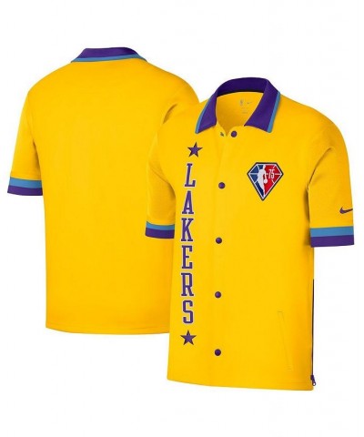 Men's Gold, Purple Los Angeles Lakers 2021/22 City Edition Therma Flex Showtime Short Sleeve Full-Snap Collar Jacket $44.85 J...