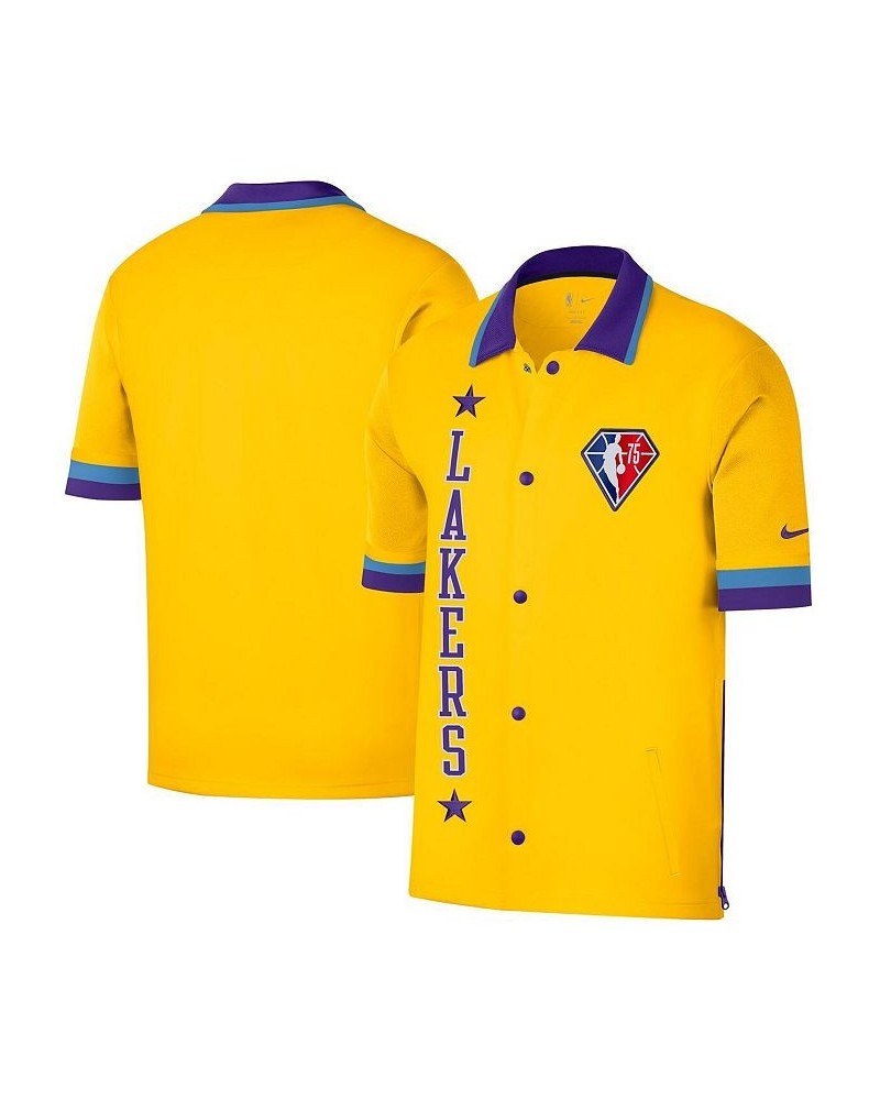 Men's Gold, Purple Los Angeles Lakers 2021/22 City Edition Therma Flex Showtime Short Sleeve Full-Snap Collar Jacket $44.85 J...