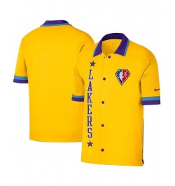 Men's Gold, Purple Los Angeles Lakers 2021/22 City Edition Therma Flex Showtime Short Sleeve Full-Snap Collar Jacket $44.85 J...