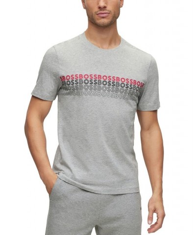 BOSS Men's Crew-neck T-shirt in Cotton with Multi-Coloured Logos Black $35.88 T-Shirts