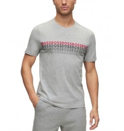 BOSS Men's Crew-neck T-shirt in Cotton with Multi-Coloured Logos Black $35.88 T-Shirts