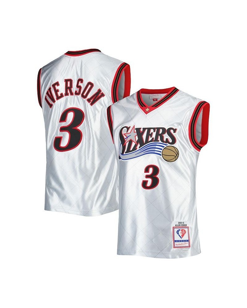 Men's Allen Iverson Platinum Philadelphia 76ers 2000-01 Hardwood Classics 75th Anniversary Swingman Jersey $74.10 Jersey