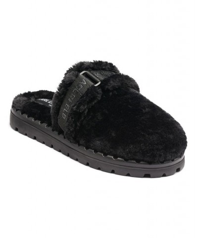 Men's Slip On with Adjustable Logo Strap Slippers Black $70.95 Shoes