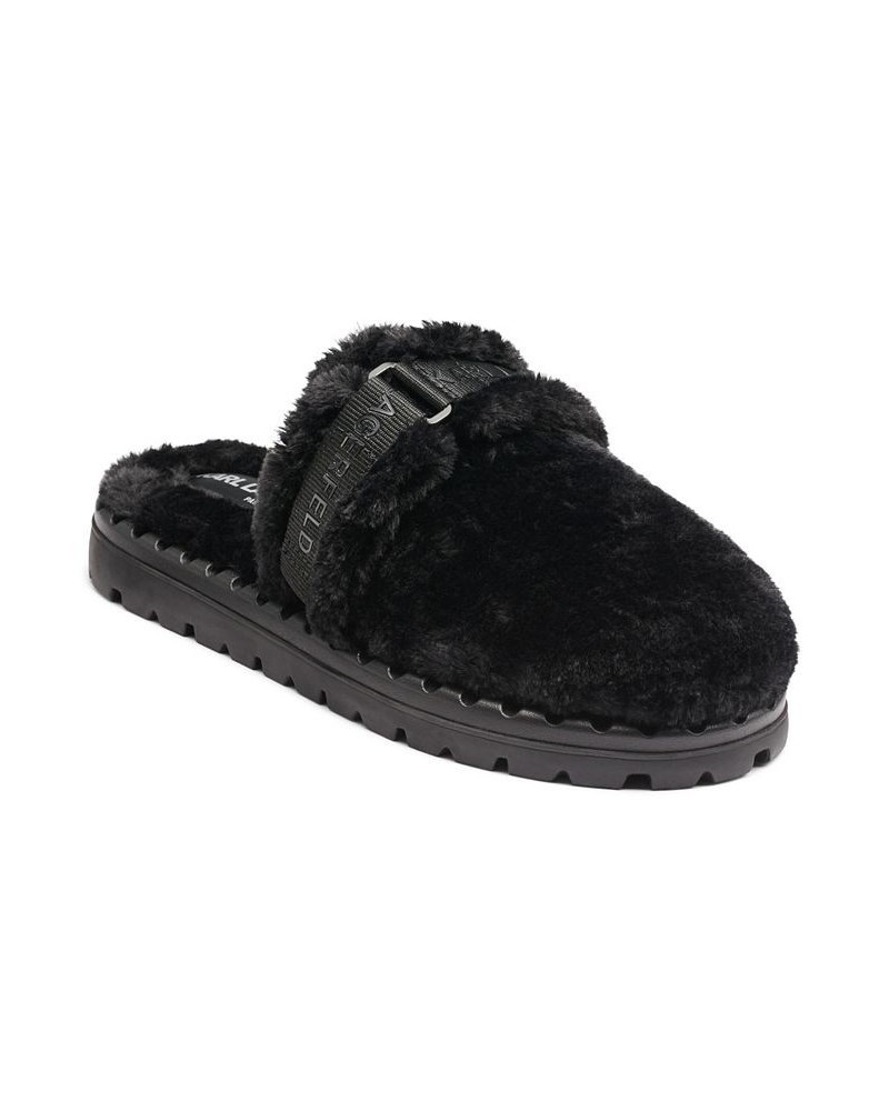 Men's Slip On with Adjustable Logo Strap Slippers Black $70.95 Shoes