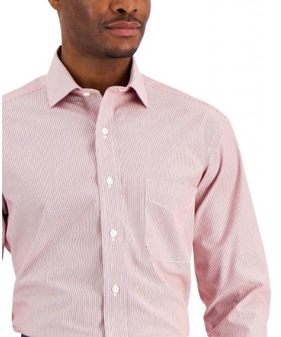 Men's Regular Fit Cotton Stripe Dress Shirt Red $13.76 Dress Shirts