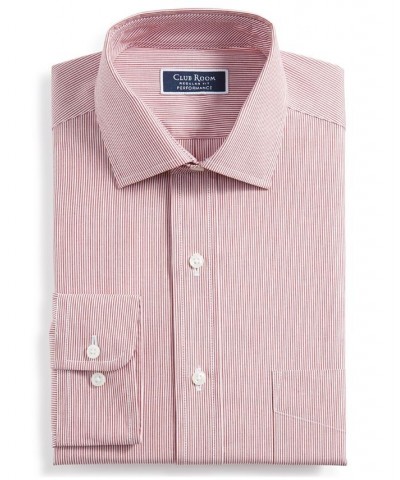 Men's Regular Fit Cotton Stripe Dress Shirt Red $13.76 Dress Shirts