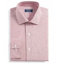 Men's Regular Fit Cotton Stripe Dress Shirt Red $13.76 Dress Shirts