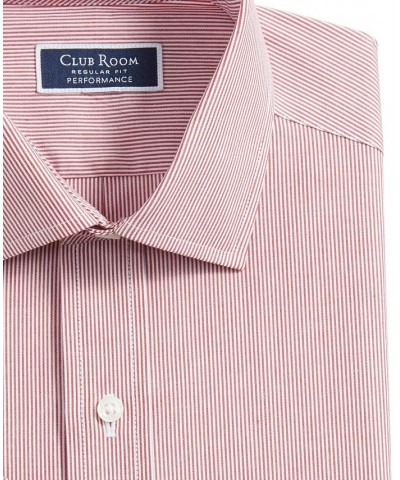 Men's Regular Fit Cotton Stripe Dress Shirt Red $13.76 Dress Shirts