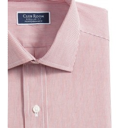 Men's Regular Fit Cotton Stripe Dress Shirt Red $13.76 Dress Shirts