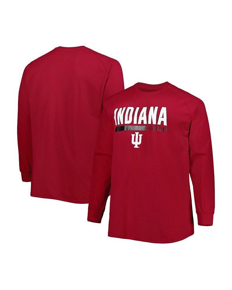 Men's Crimson Indiana Hoosiers Big and Tall Two-Hit Raglan Long Sleeve T-shirt $19.80 T-Shirts