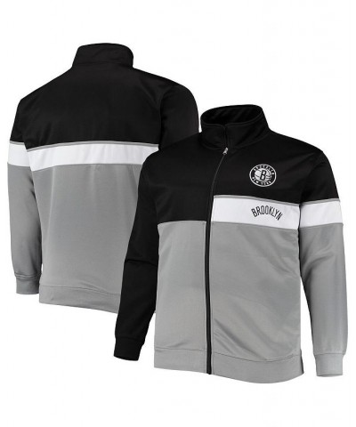 Men's Black, Gray Brooklyn Nets Big and Tall Pieced Body Full-Zip Track Jacket $40.80 Jackets