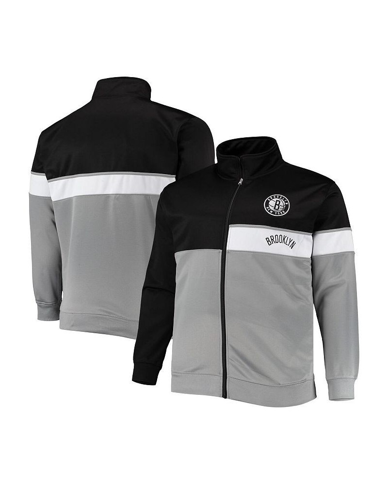 Men's Black, Gray Brooklyn Nets Big and Tall Pieced Body Full-Zip Track Jacket $40.80 Jackets