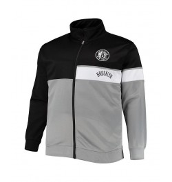 Men's Black, Gray Brooklyn Nets Big and Tall Pieced Body Full-Zip Track Jacket $40.80 Jackets