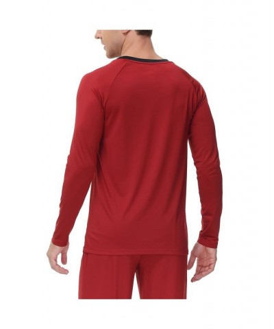 Men's Moisture-Wicking contrast Crewneck Lounge T-Shirt Red $12.99 Pajama