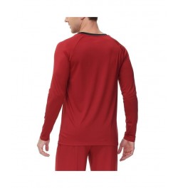 Men's Moisture-Wicking contrast Crewneck Lounge T-Shirt Red $12.99 Pajama