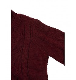 Men's Shawl Collar Cable Knit Cardigan Burgundy $32.99 Sweaters