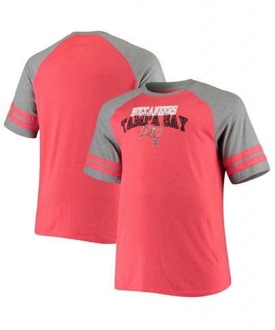 Men's Big and Tall Red, Heathered Gray Tampa Bay Buccaneers Two-Stripe Tri-Blend Raglan T-shirt $17.20 T-Shirts