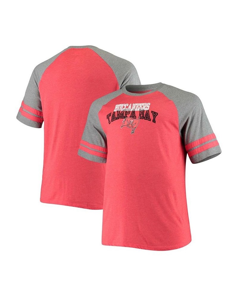 Men's Big and Tall Red, Heathered Gray Tampa Bay Buccaneers Two-Stripe Tri-Blend Raglan T-shirt $17.20 T-Shirts