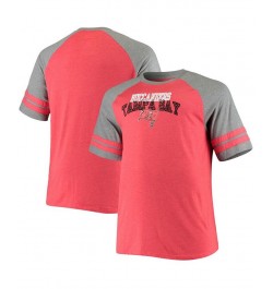 Men's Big and Tall Red, Heathered Gray Tampa Bay Buccaneers Two-Stripe Tri-Blend Raglan T-shirt $17.20 T-Shirts