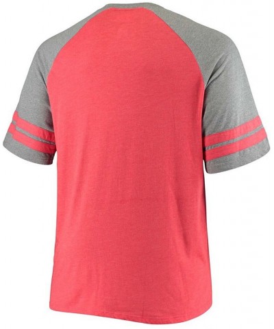 Men's Big and Tall Red, Heathered Gray Tampa Bay Buccaneers Two-Stripe Tri-Blend Raglan T-shirt $17.20 T-Shirts