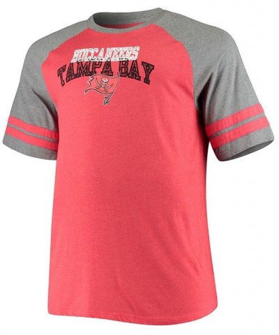 Men's Big and Tall Red, Heathered Gray Tampa Bay Buccaneers Two-Stripe Tri-Blend Raglan T-shirt $17.20 T-Shirts