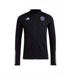 Men's Black New York City FC 2023 On-Field AEROREADY Full-Zip Training Top $44.10 Tops