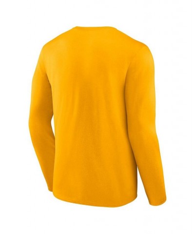 Men's Branded Gold Nashville Predators Authentic Pro Core Collection Prime Wordmark Long Sleeve T-Shirt $17.64 T-Shirts