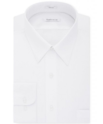 Men's Classic-Fit Point Collar Poplin Dress Shirt White $14.51 Dress Shirts